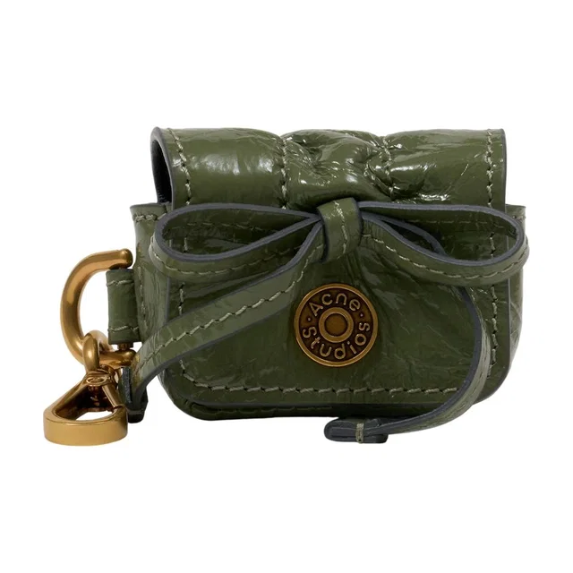 Acne Studios Crinkled Patent Calfskin Shoulder Bag — Green in Green Calfskin from HEWI