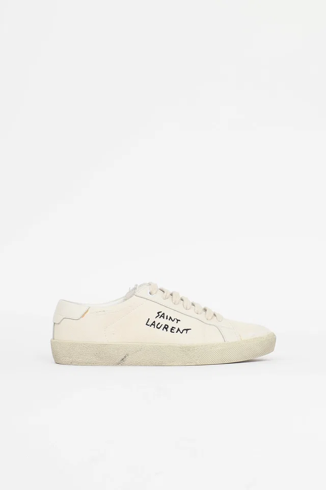 Saint Laurent Distressed Andy Sneaker in Canvas from VSP Consignment
