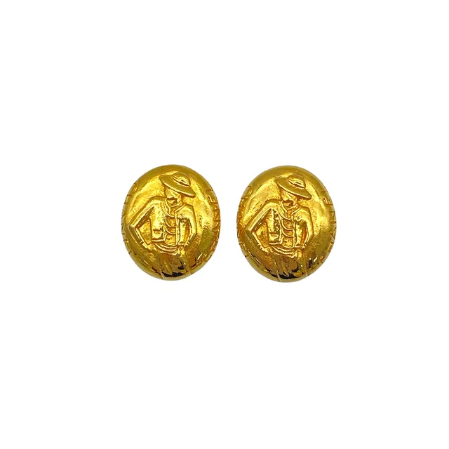 Chanel Vintage Earrings Mademoiselle Oval Gold Accessory in Gold from Luxury Promise