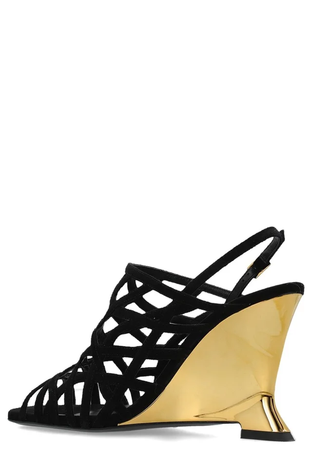 Balmain Cutout Wedge Heeled Sandals, photo 3 of 6 from SENSER