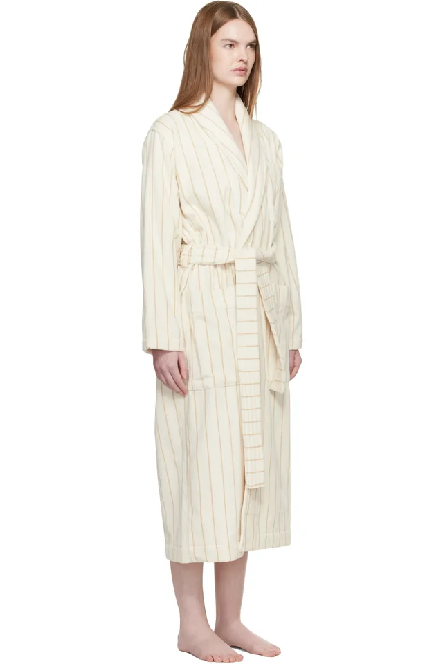 Tekla Off White Terry Classic Bathrobe, photo 2 of 4 from SSENSE