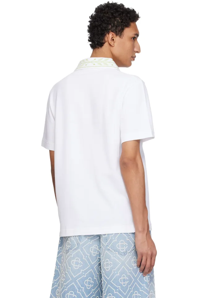Casablanca White Laurel Piqué Polo, photo 3 of 4 from SSENSE