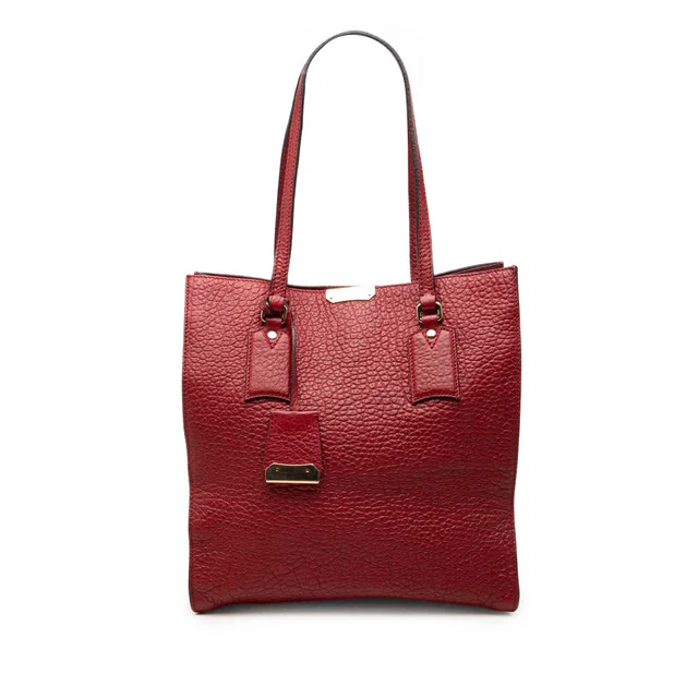 Red Burberry Grained Calfskin Heritage Woodbury Tote in Red Caviar leather from Designer Revival