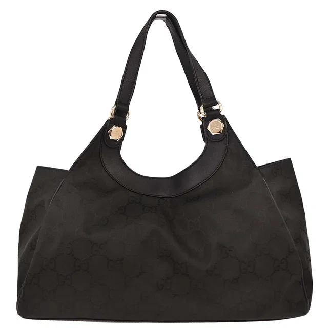 Gucci Black GG Handbag in Black Canvas from AMORE Vintage Tokyo