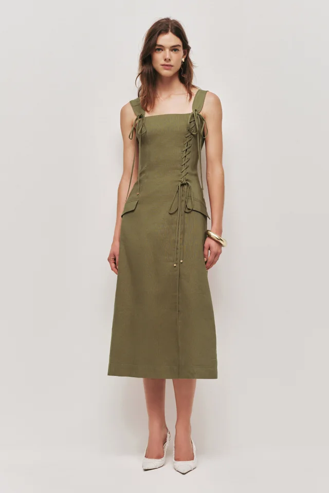 AJE Solene Midi Dress in Beige from Aje, photo 1 of 1