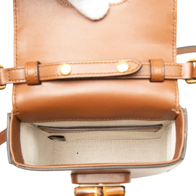 Brown Gucci Mini Calfskin Bamboo Top Handle Bag Satchel in Brown Calfskin from Designer Revival, photo 2 of 2