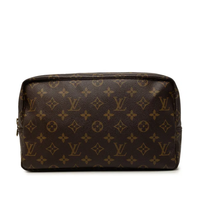 Brown Louis Vuitton Monogram Trousse Toilette 28 Clutch Bag in Brown Coated canvas from Designer Revival