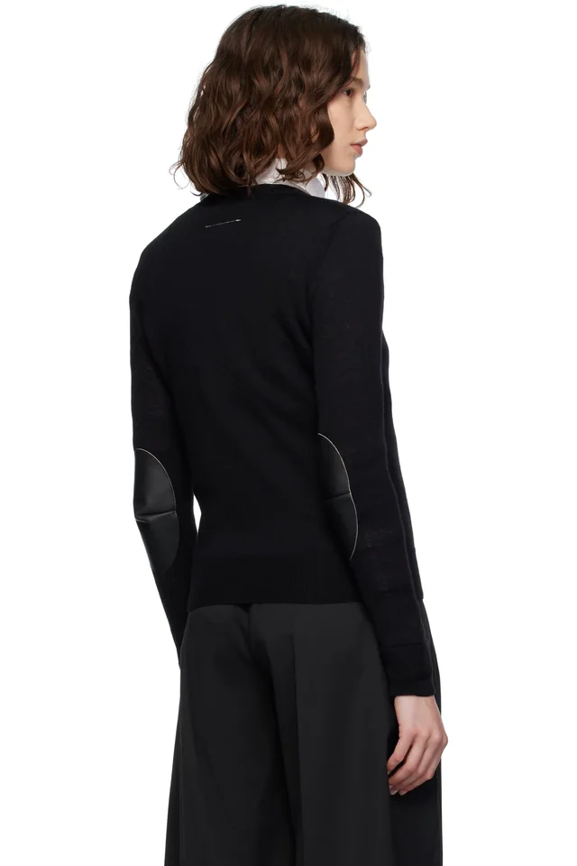 MM6 Maison Margiela Black Elbow Patch Sweater, photo 3 of 4 from SSENSE