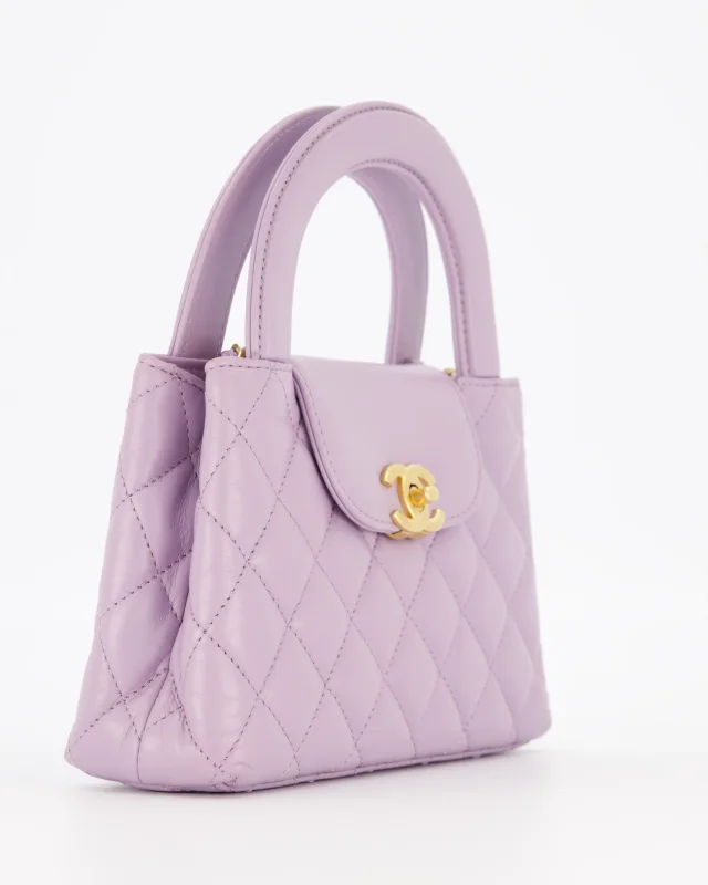Chanel Lilac Small Mini Kelly Shopping Bag in Purple Calfskin from Sellier, photo 12 of 21