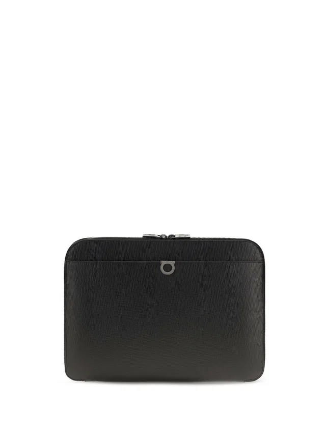 Ferragamo Shoulder Bag — Black Calf Leather Bos Taurus in Black Calfskin from HEWI