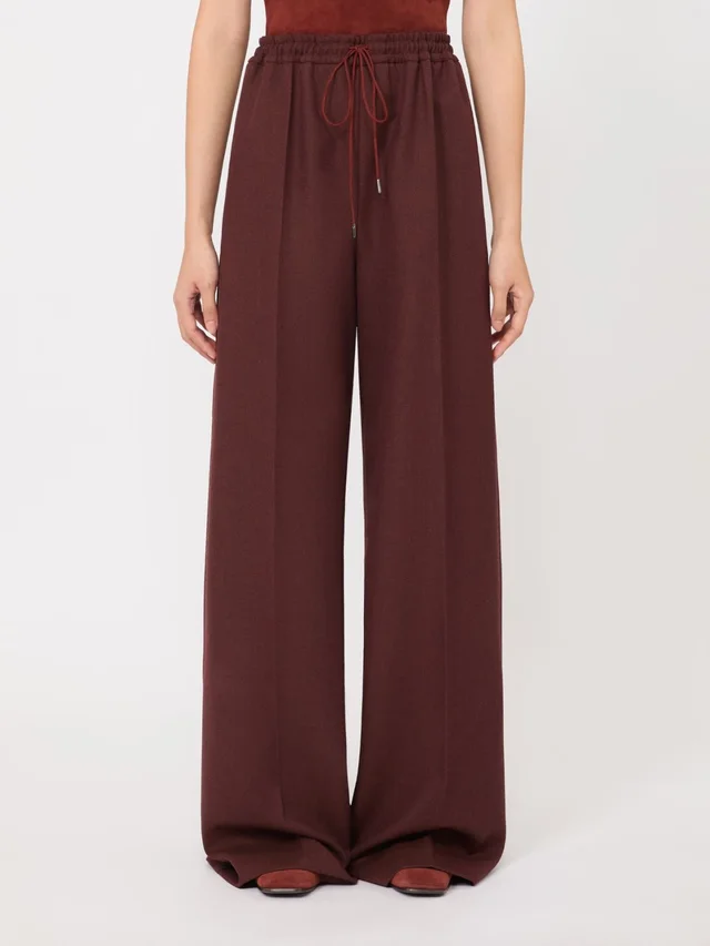 Max Mara Denim-effect wool wide-leg trousers - Rust, photo 2 of 5 from SENSER