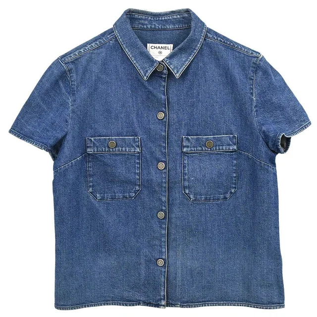 Chanel 2006SS Half Sleeve Denim Shirt#40 in Denim from AMORE Vintage Tokyo
