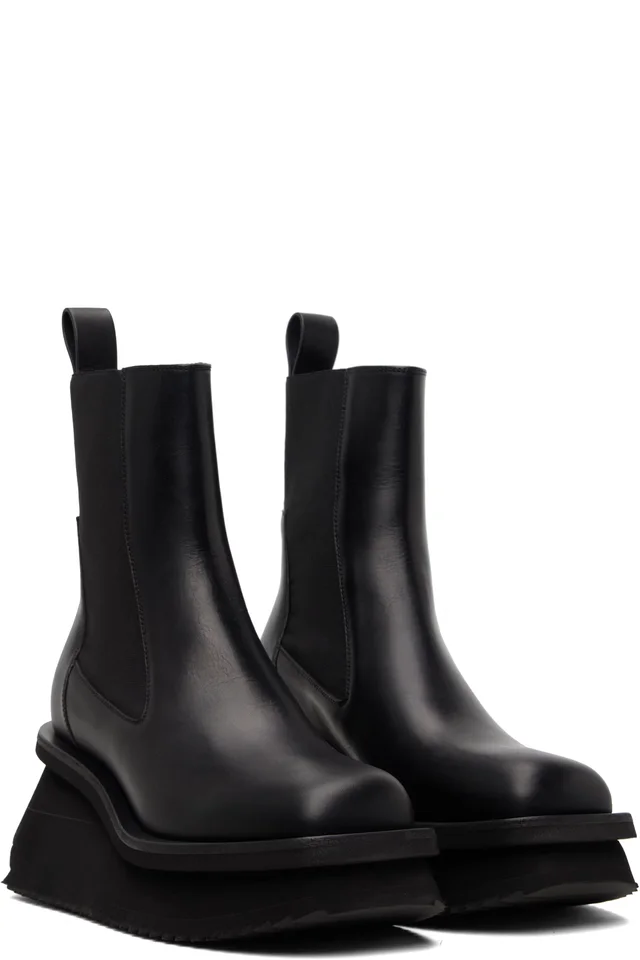 Rick Owens Black Temple Low Factory Beatle Chelsea Boots, photo 4 of 5 from SSENSE