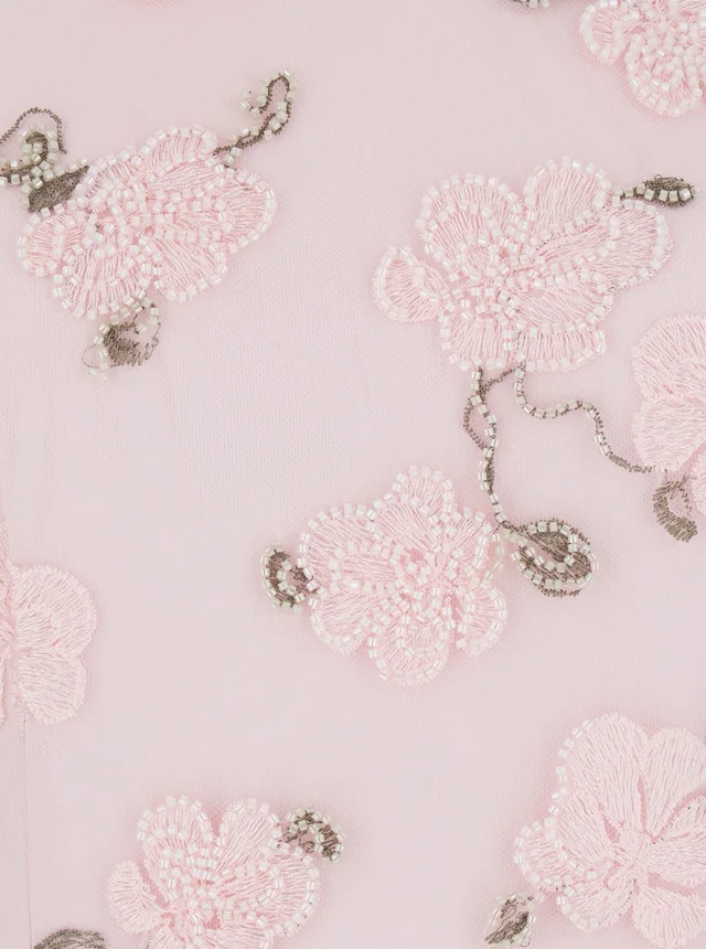 Rotate Long Dress 'Floral' with Open Back in Pink Fabric for Women in Pink 100% Polyester, photo 6 of 6 from Gaudenzi Boutique