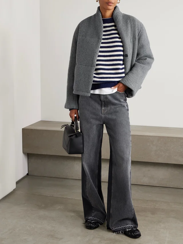 LE KASHA Linz padded ribbed cashmere jacket in Grey, photo 2 of 2 from NET-A-PORTER (Canada)