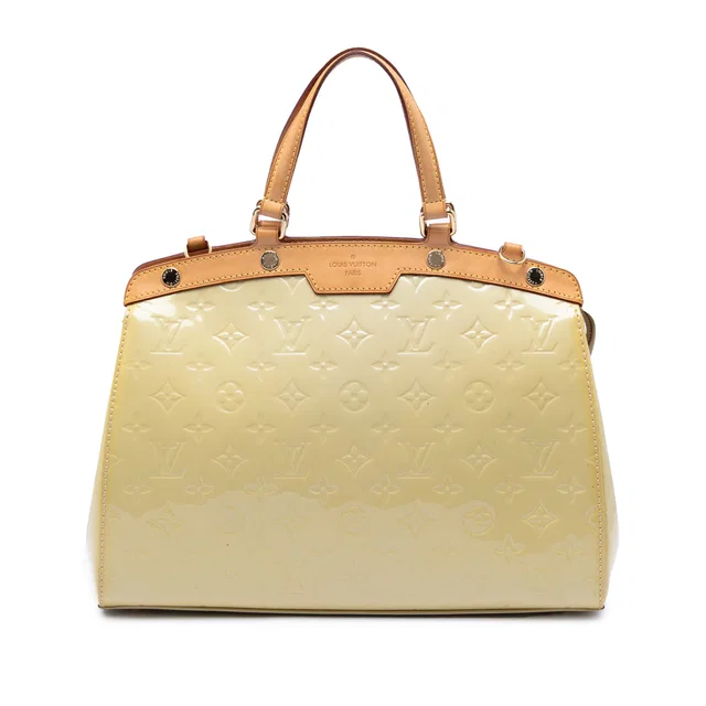 Yellow Louis Vuitton Monogram Vernis Brea MM Satchel in Yellow Leather from Designer Revival