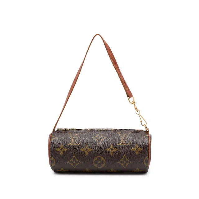 Brown Louis Vuitton Monogram Papillon Pochette Handbag in Brown Coated canvas from Designer Revival