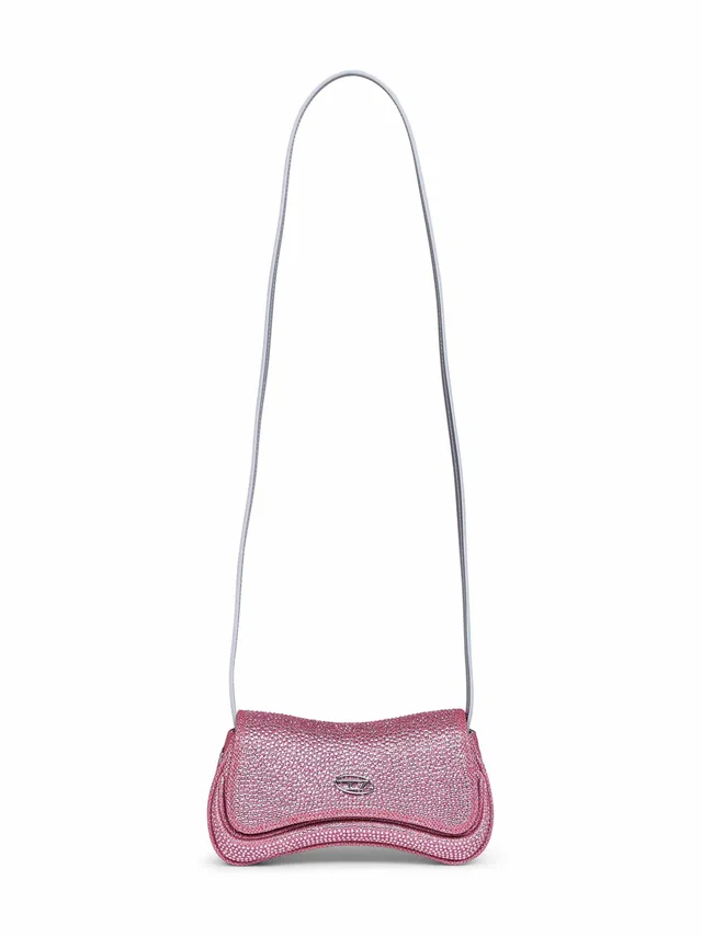 Diesel Rhinestone-Embellished Lurex Crossbody Bag — Pink Polyester in Pink from HEWI
