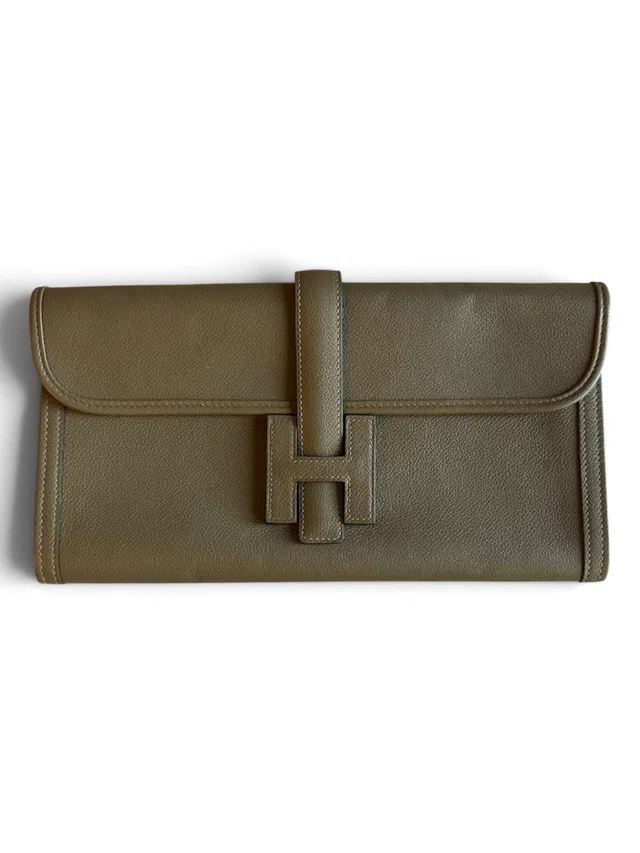 Hermès Etoupe Jige Elan Clutch Evercolour in Taupe from Luxury Promise