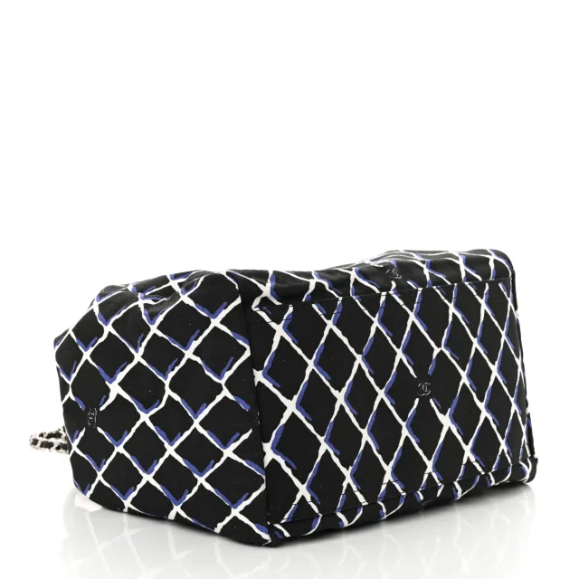 Chanel Printed Airline Drawstring Bag Black Blue in Black Canvas from FASHIONPHILE, photo 4 of 12