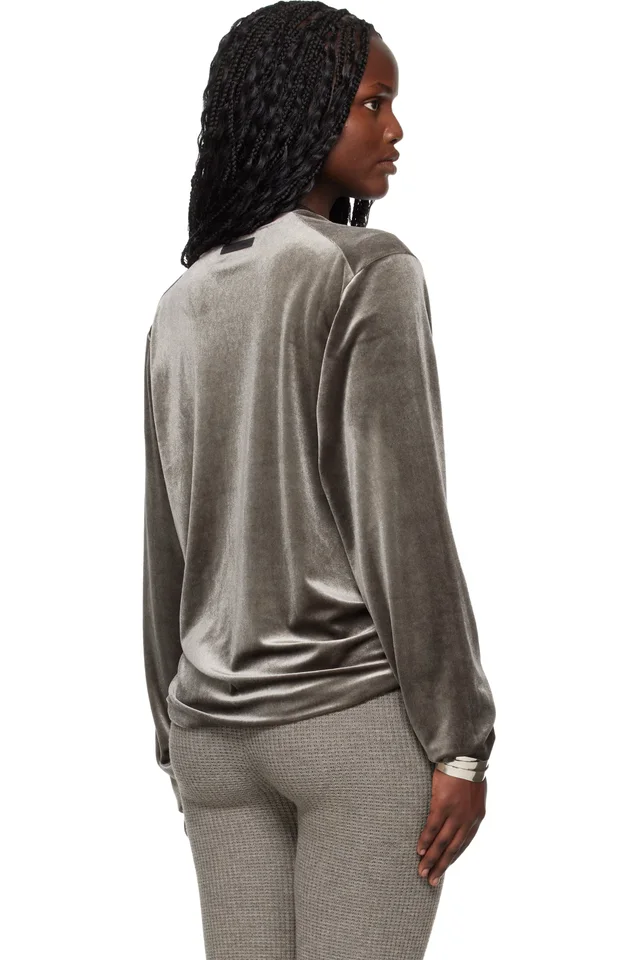 Fear of God ESSENTIALS Brown Holiday Velour Classic Long Sleeve T-shirt, photo 3 of 4 from SSENSE
