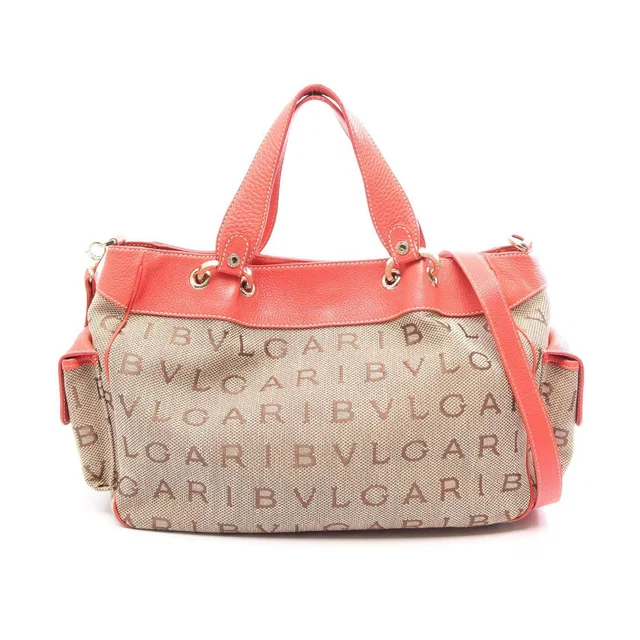 Bvlgari Logo Mania Canvas Leather 2way Handbag in Canvas from LuxUness
