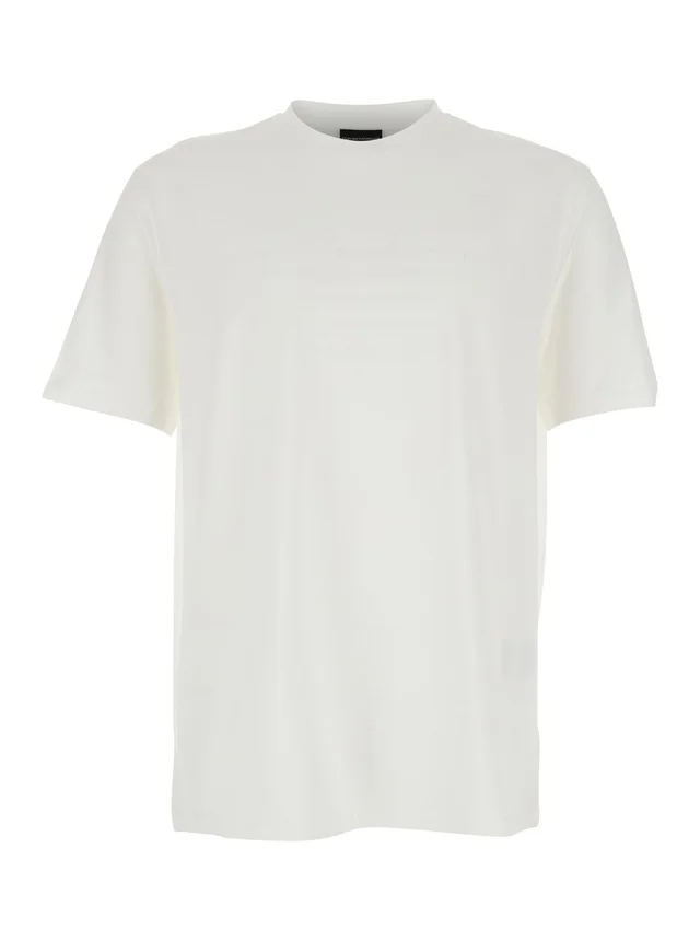 Crew Neck T-Shirt 'Emporio Armani' with Logo Embroidery on the Front in White Cotton for Men in White 100% Cotton, photo 2 of 5 from Gaudenzi Boutique