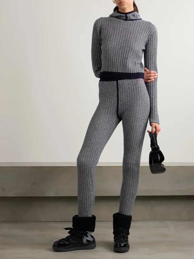 PERFECT MOMENT Jazzy ribbed striped wool and cashmere-blend leggings in Blue, photo 2 of 2 from NET-A-PORTER (Canada)