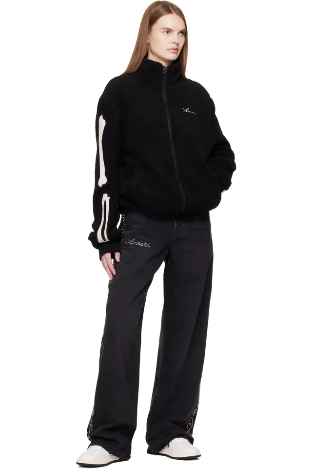 AMIRI Black Bones Fleece Jacket, photo 4 of 4 from SSENSE