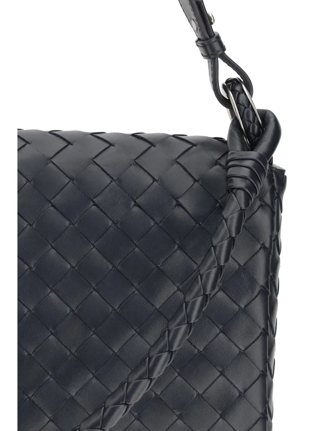 Bottega Veneta Intrecciato Woven Calf Leather Shoulder Bag — Black in Black Calfskin from HEWI