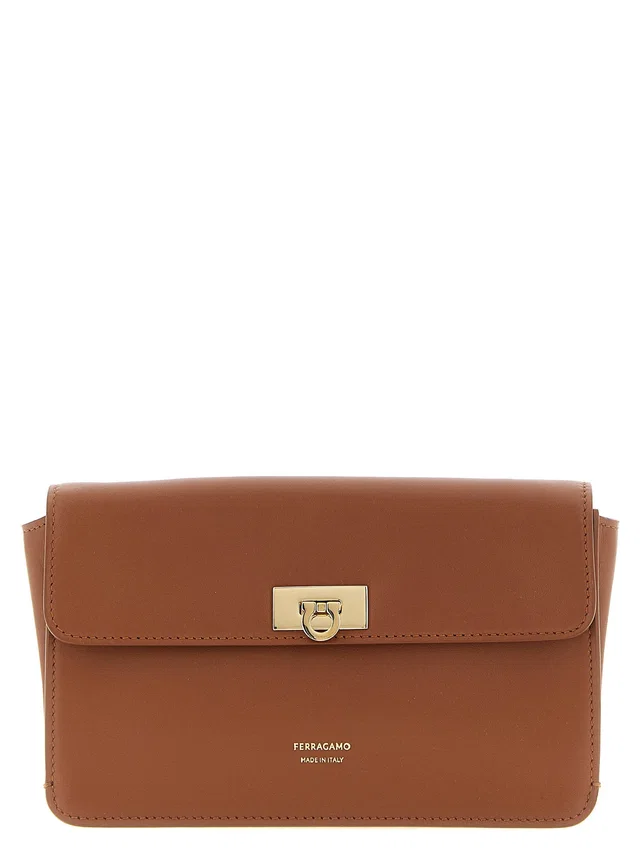 Ferragamo Harley Clutch — Cognac Smooth Calf Leather in Brown Calfskin from HEWI