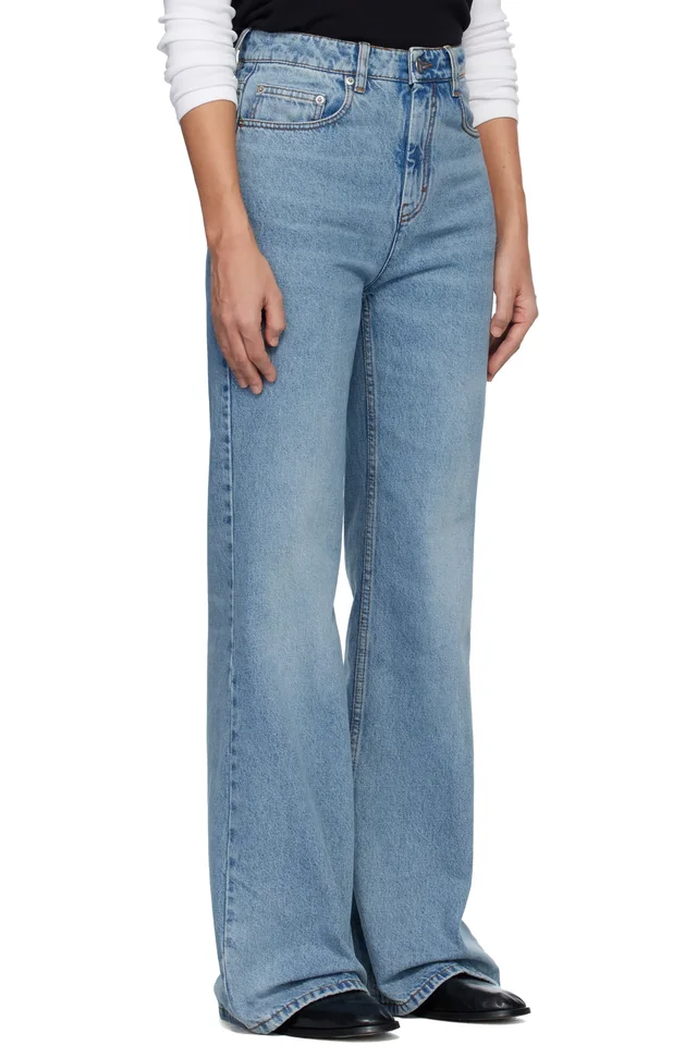AMI Paris Blue Cotton Flare Fit Jeans, photo 2 of 4 from SSENSE