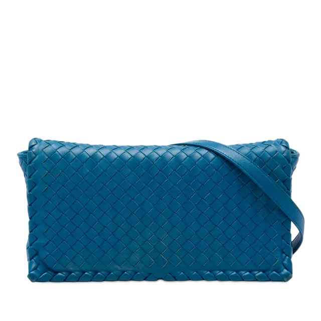 Blue Bottega Veneta Nappa Intrecciato Flap Crossbody in Blue Nappa leather from Designer Revival, photo 1 of 1