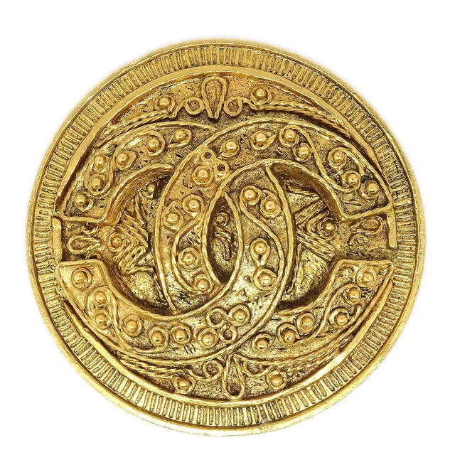 Chanel 1994 Filigree Brooch Pin Gold in Gold from AMORE Vintage Tokyo