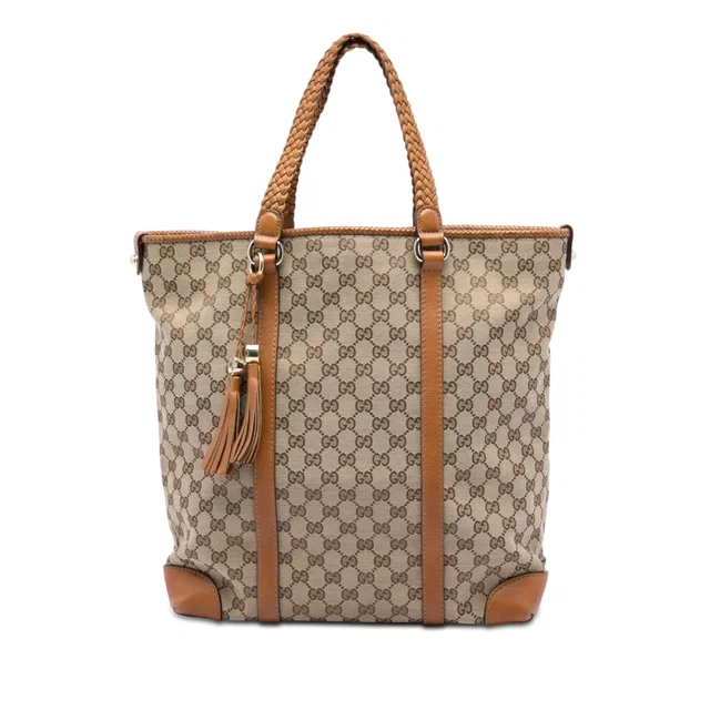 Beige Gucci Large GG Canvas Marrakech Tote in Beige Canvas from Designer Revival