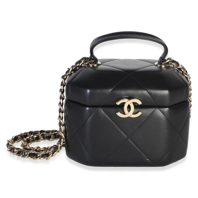 Chanel Black Lambskin Paris Chateau De Chenonceau Vendome Case With Chain in Black Lambskin from myGemma