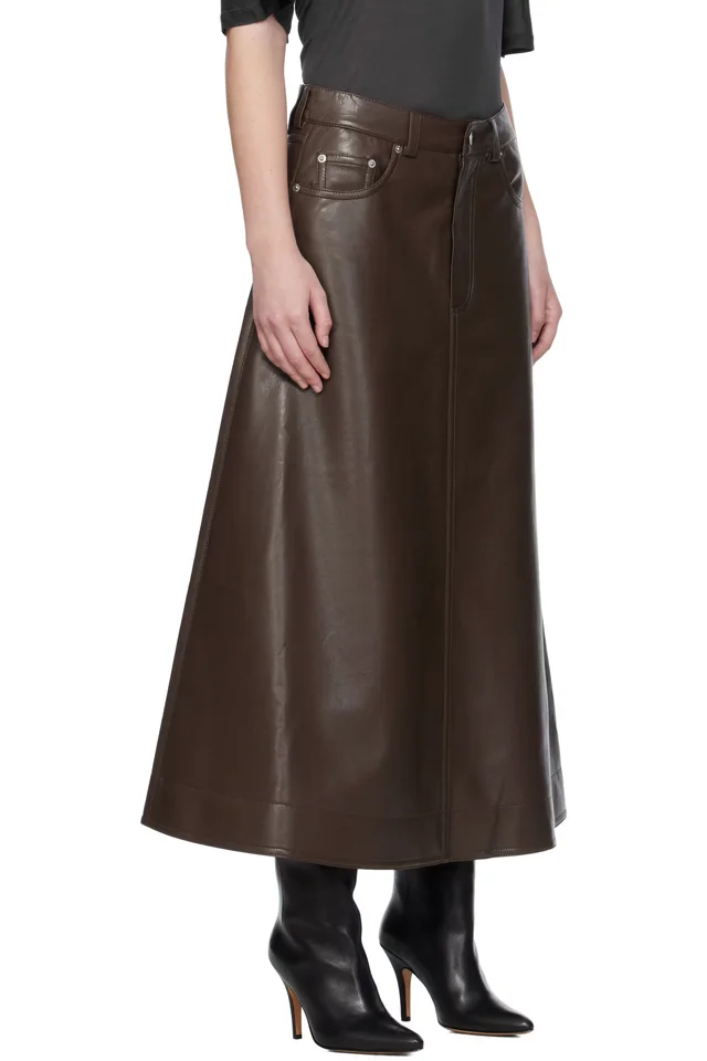 Nanushka Brown Cintia Regenerated Leather Maxi Skirt, photo 2 of 3 from SSENSE