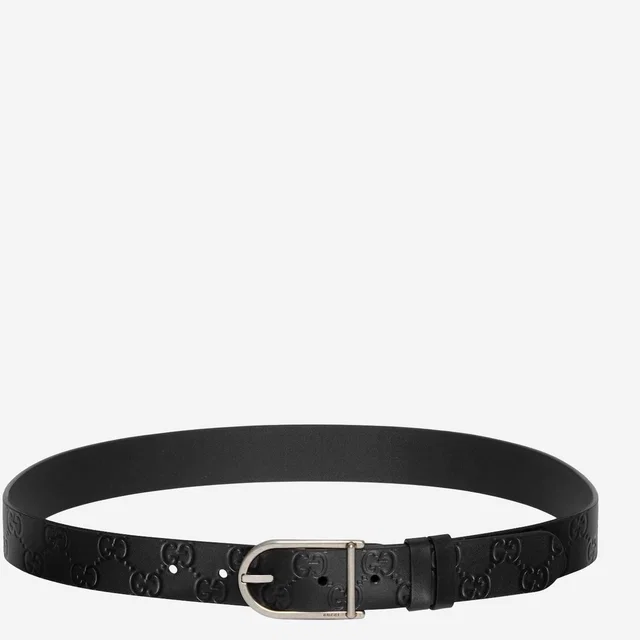 Gucci Reversible Gg Embossed Leather Belt — Black in Black Leather from HEWI