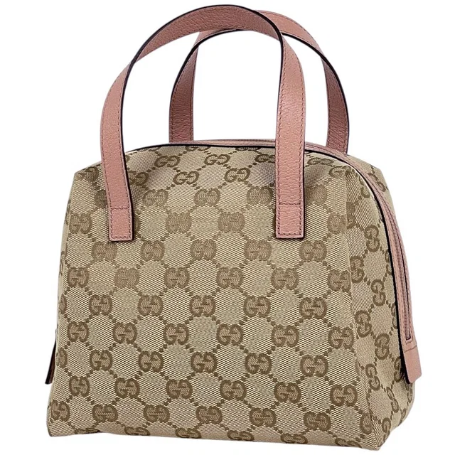 Gucci Handbag GG Pattern Canvas Beige Pink in Beige Canvas from The Reluxe