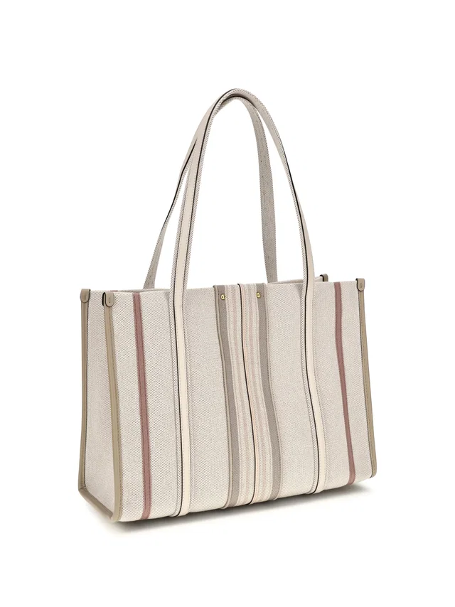 Chloé Woody Loop Tote Bag — Beige Cotton in Beige Calfskin from HEWI