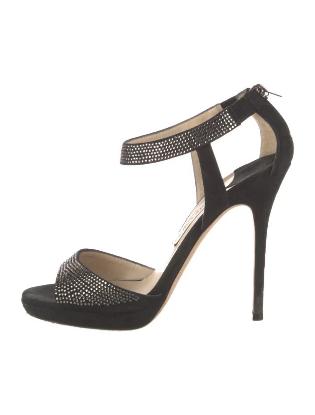 Jimmy Choo Suede Crystal Embellishments Pumps in black Suede from The RealReal