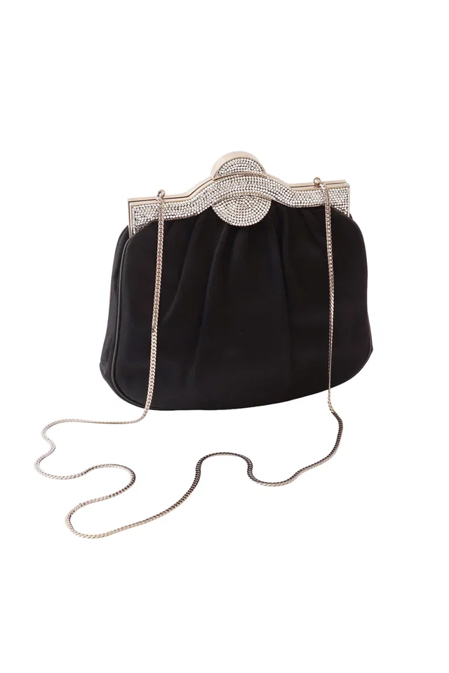 Judith Leiber Satin Rhinestone Frame Bag in Satin from Recess LA