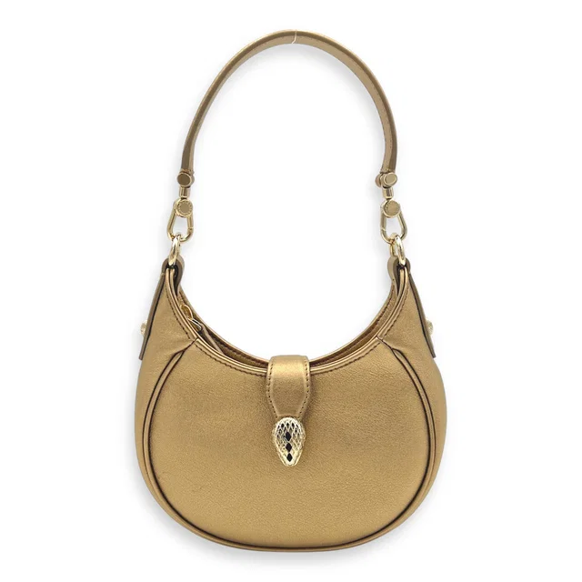 Bvlgari Serpenti Cresent Ellipse Gold Shoulder Bag in Gold Calfskin from Luxury Promise