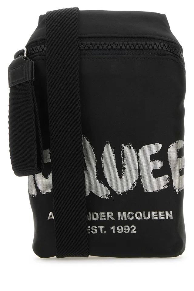 Alexander McQueen Phone Crossbody Bag — Black in Black Nylon from HEWI
