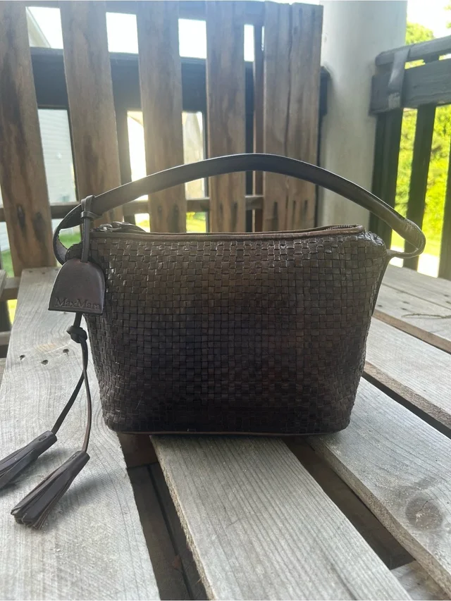 Max Mara Made In Italy Brown Woven Leather Shoulder Bag Tassel Quiet Luxury Hobo in brown|red Woven leather from Poshmark