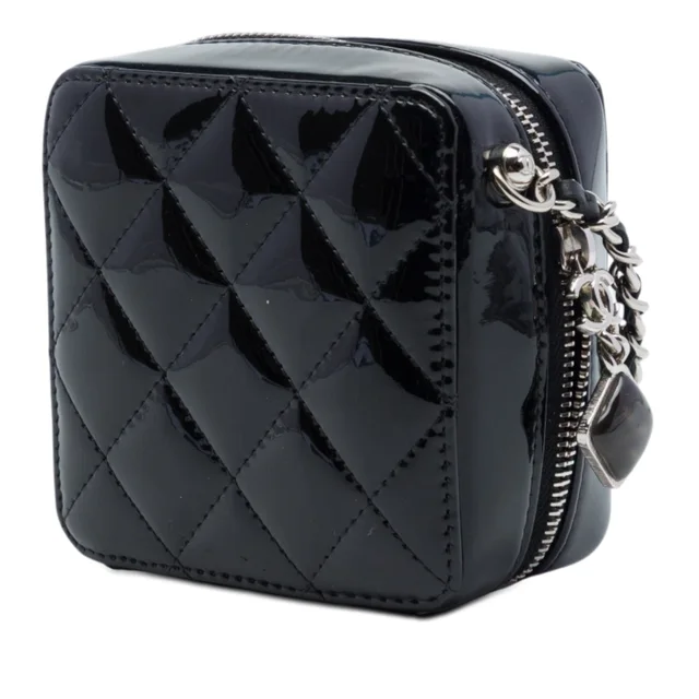 Black Chanel CC Quilted Patent Diamond Resin Clutch With Chain Crossbody Bag in Black Patent leather from Designer Revival, photo 2 of 2