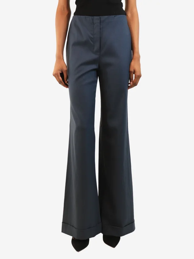 The Row Midnight blue straight-leg trousers - size UK 8 in Navy Wool from Sign of the Times