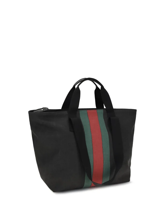 Gucci Web Tote Bag — Black Cotton in Black from HEWI, photo 2 of 2