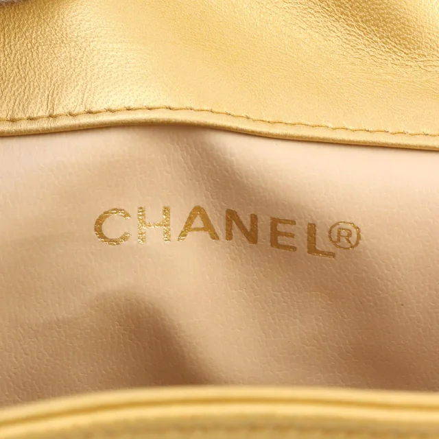 Chanel Circa 1992 Circle CC Turn-lock Backpack, Gold in Gold Lambskin from VINTAGE QOO TOKYO, photo 7 of 12