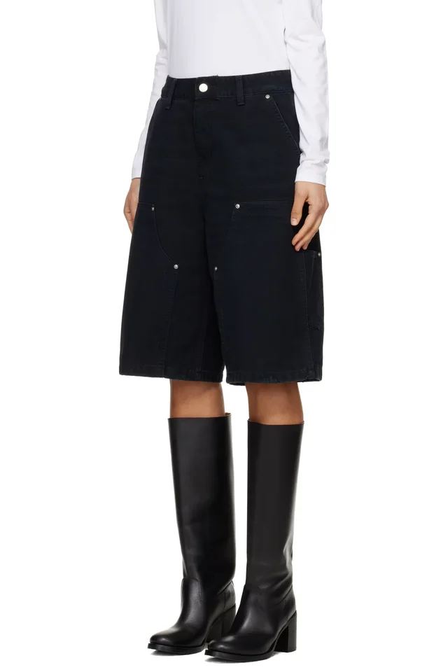 Carhartt Work In Progress Black Nixon Double Knee Denim Shorts, photo 4 of 5 from SSENSE